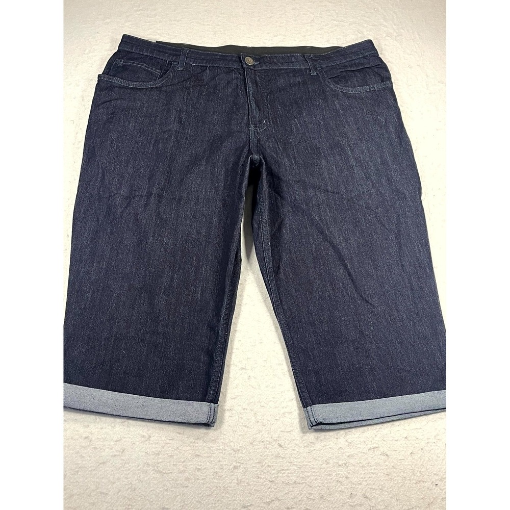 Lee Riders Indigo Capri Jeans Womens 22W Blue Denim Comfort Waist Cuffed Hem